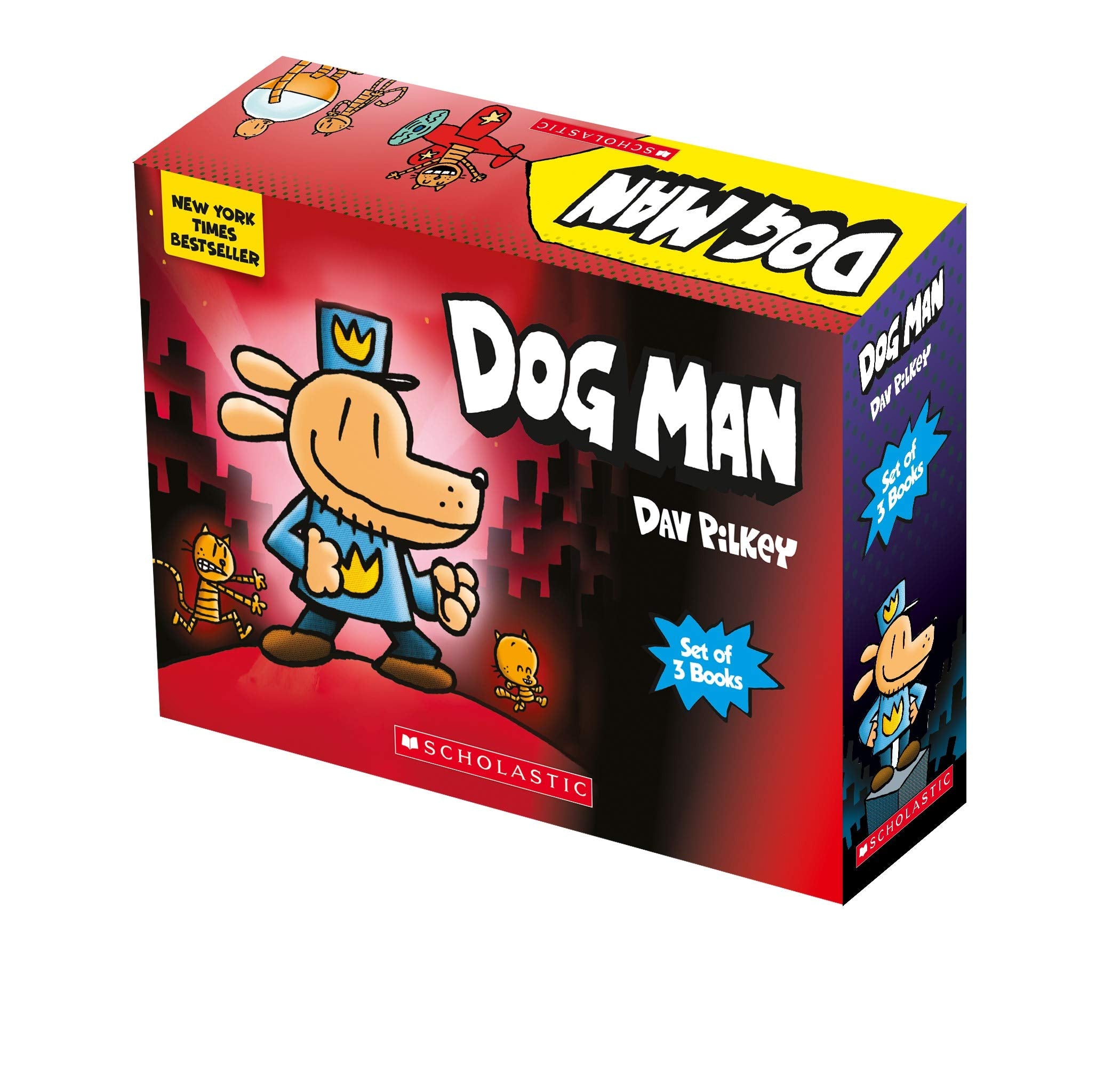 Front cover of the Boxed Set book 'Dog Man Boxed Set (3 Books)' by Dav Pilkey.