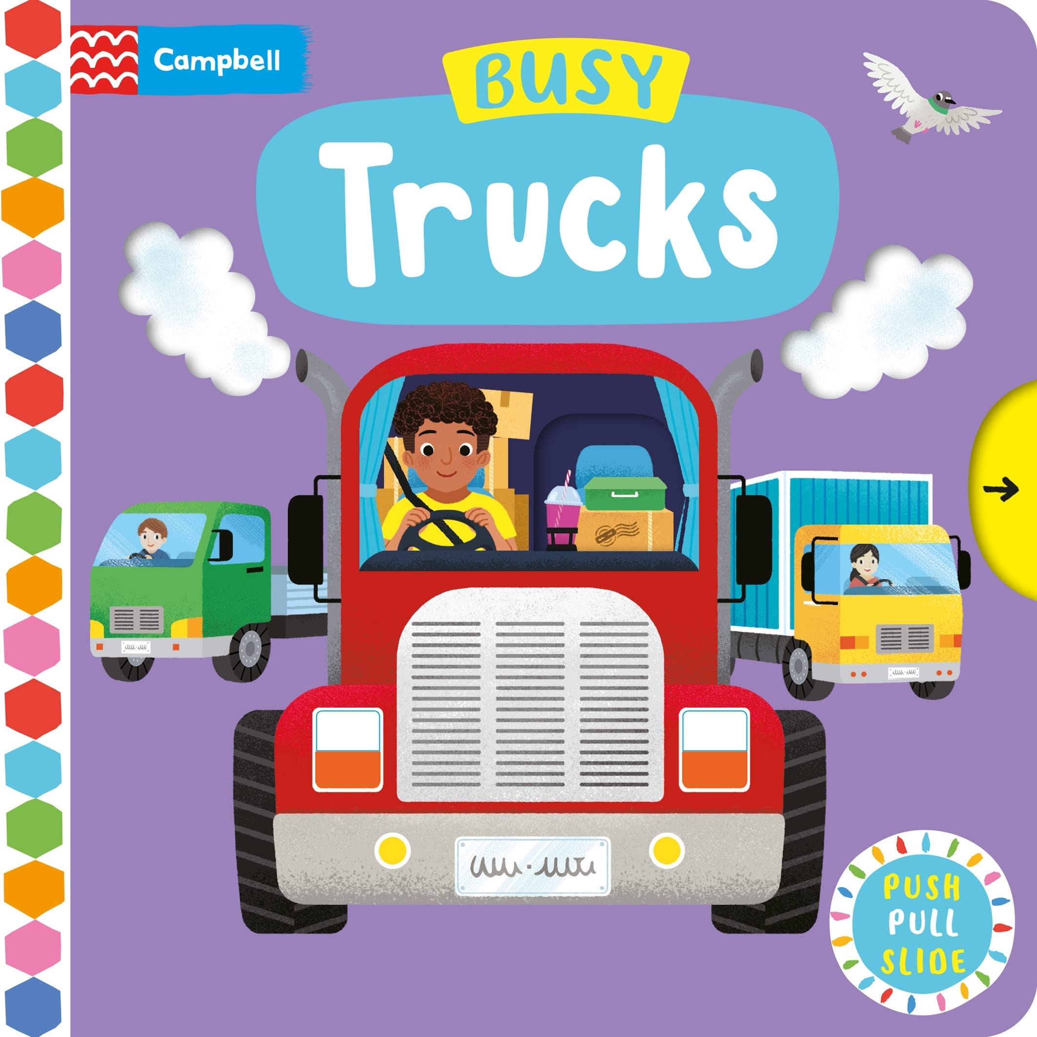 Front cover of the book 'Busy Trucks (Campbell Busy Books)' by Yi-Hsuan Wu.