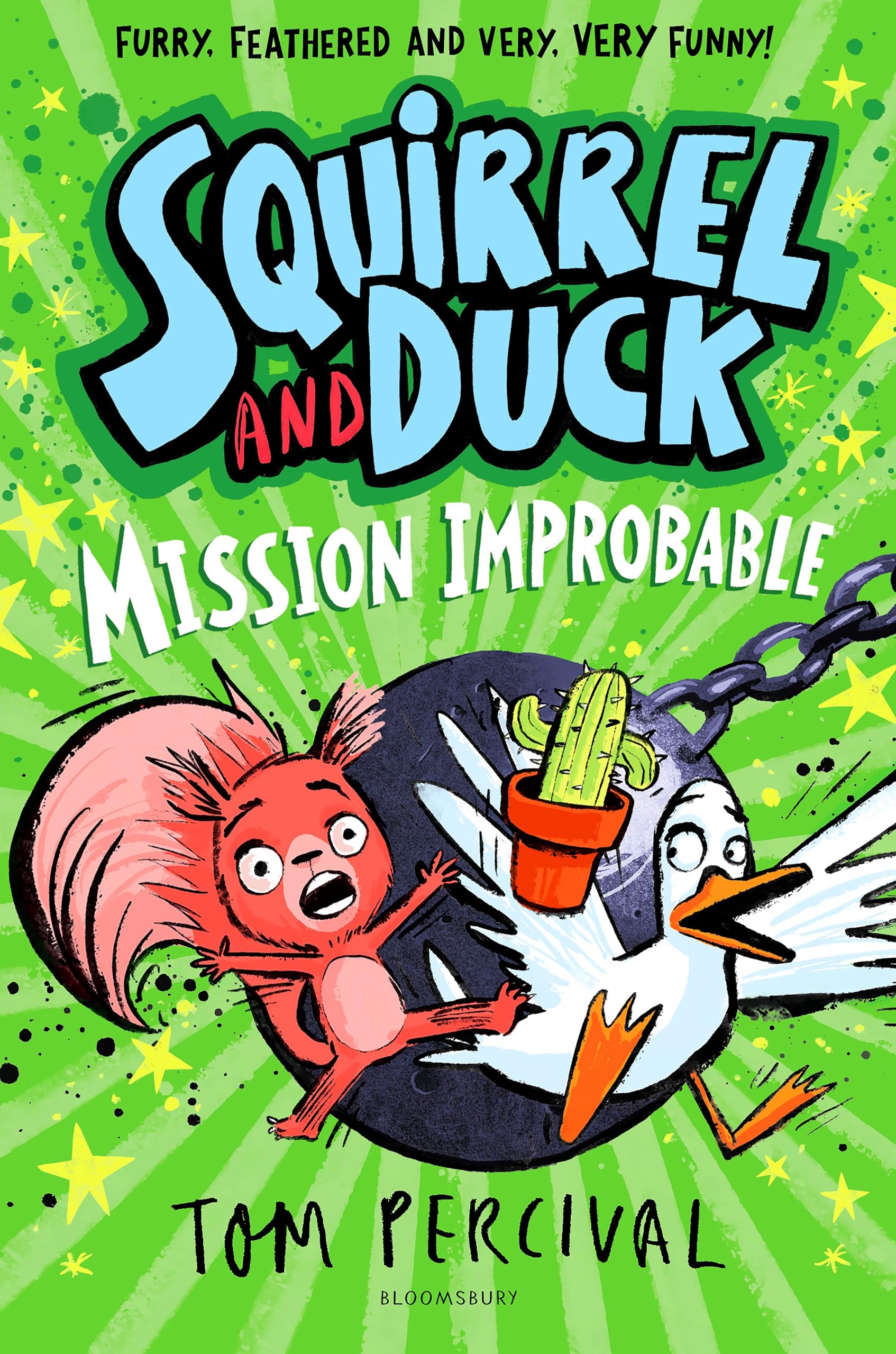 Front cover of the book 'Bloomsbury Childrens Books Bloomsbury Squirrel and Duck Mission Improbable.' by Tom Percival.