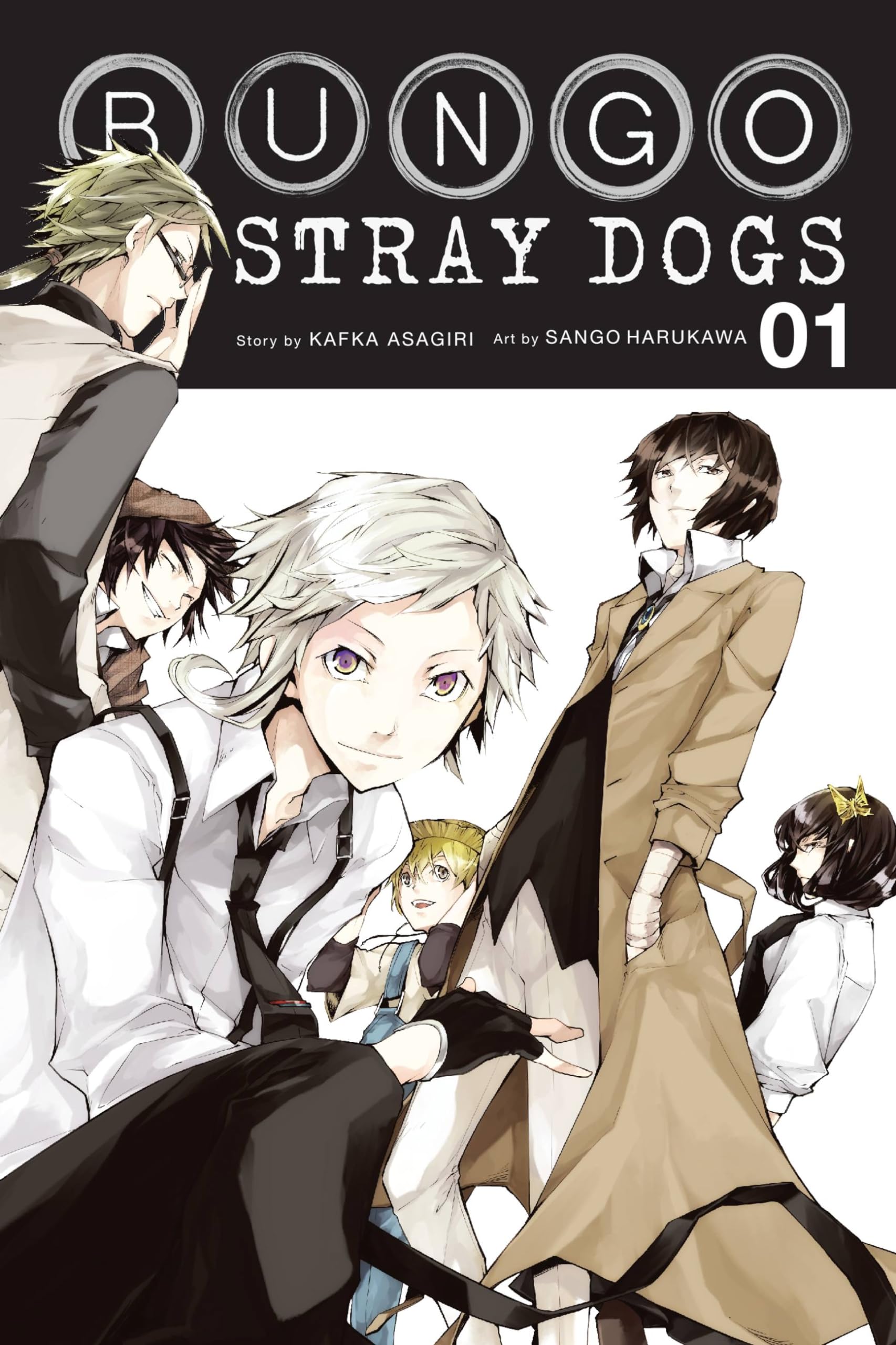 Front cover of the book 'Bungo Stray Dogs, Vol. 1 (Volume 1)' by Kafka Asagiri.