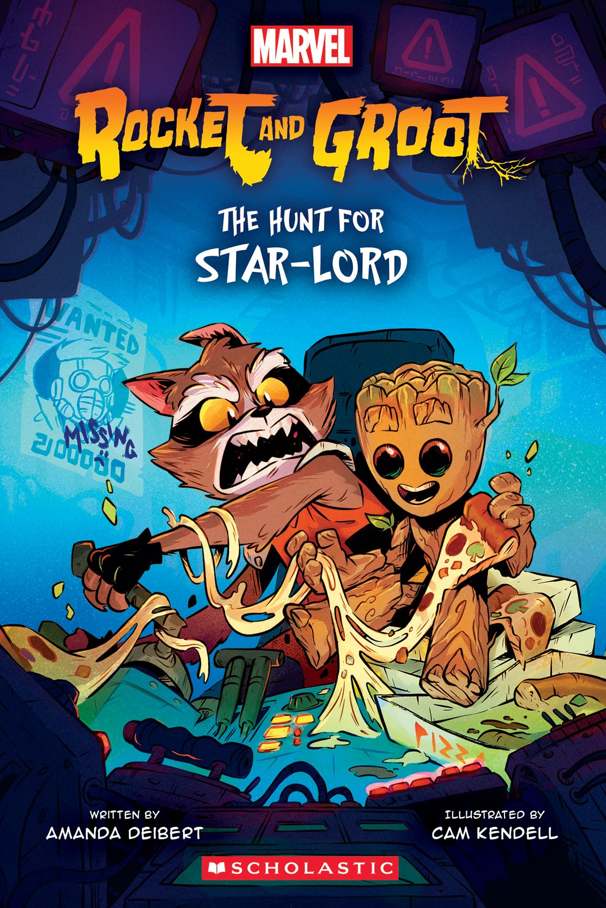 Front cover of the book 'Hunt for Star-Lord: A Graphix Book (Marvel's Rocket and Groot)' by Amanda Deibert.