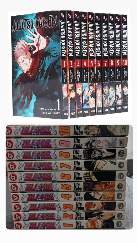 Action Hit Manga Bundle : Jujutsu Kaisen, (Vol. 1-10) || Bleach Box Set (Vol. 1-10) || ?? With Bonus Manga Wall Framed Poster! - NYBooksHub