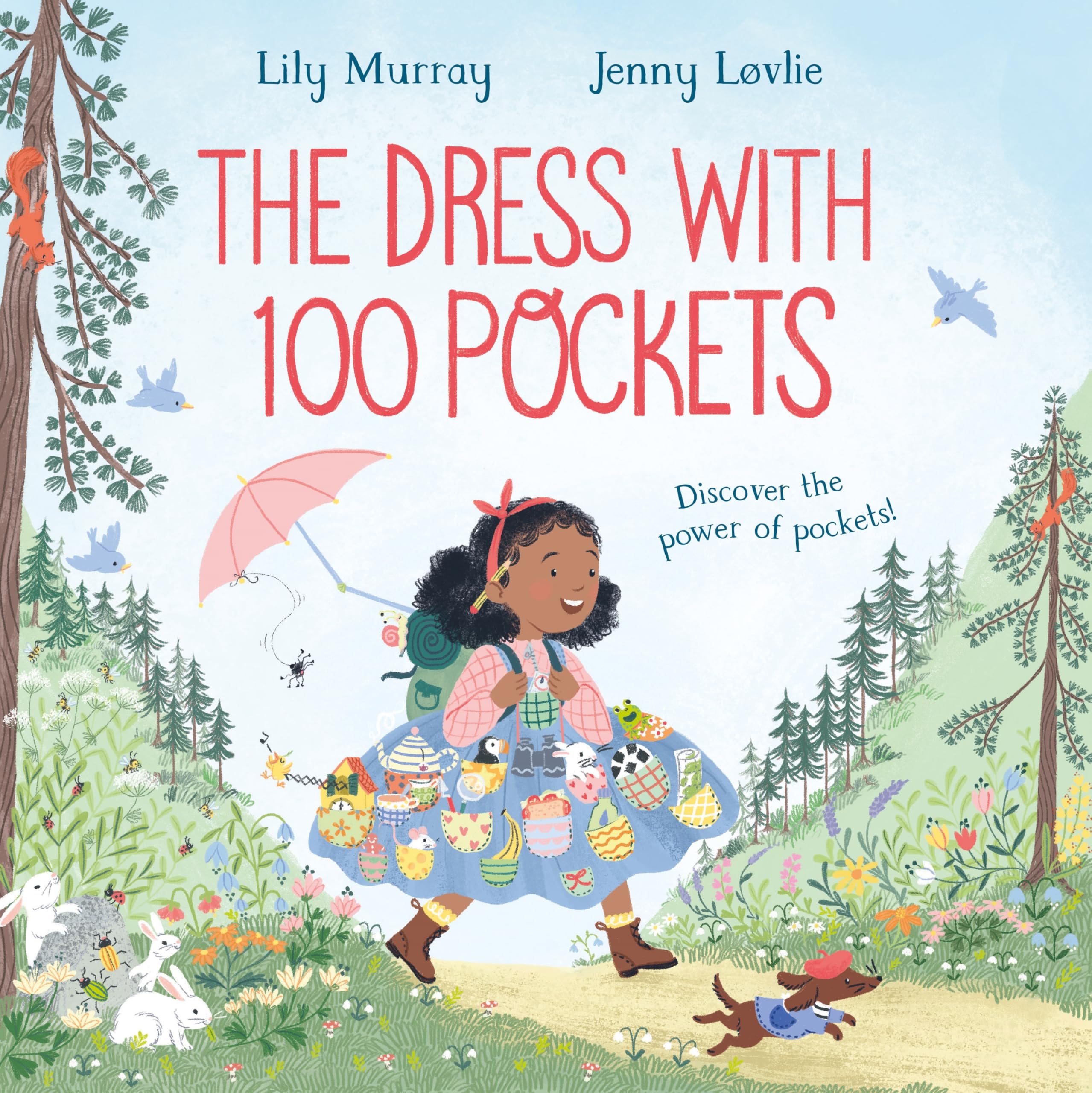 Front cover of the book 'The dress with 100 pockets' by Lily Murray.