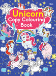 Front cover of the book 'Copy Colouring Book Unicorn' by Om Books.