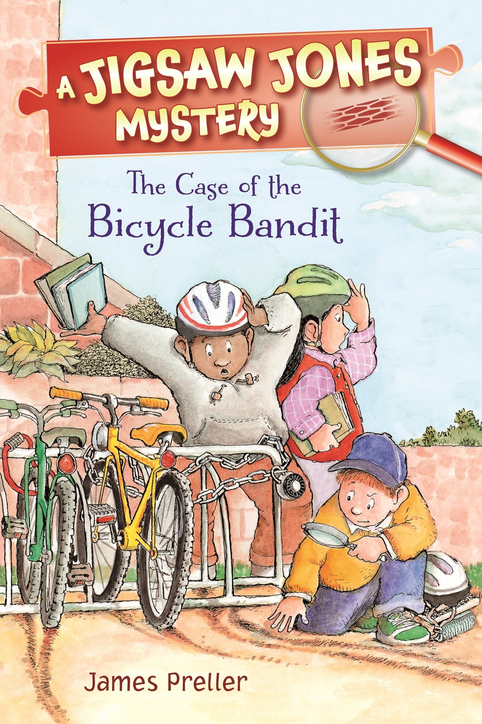 Front cover of the book 'Jigsaw Jones: The Case of the Bicycle Bandit (Jigsaw Jones Mysteries)' by James Preller.