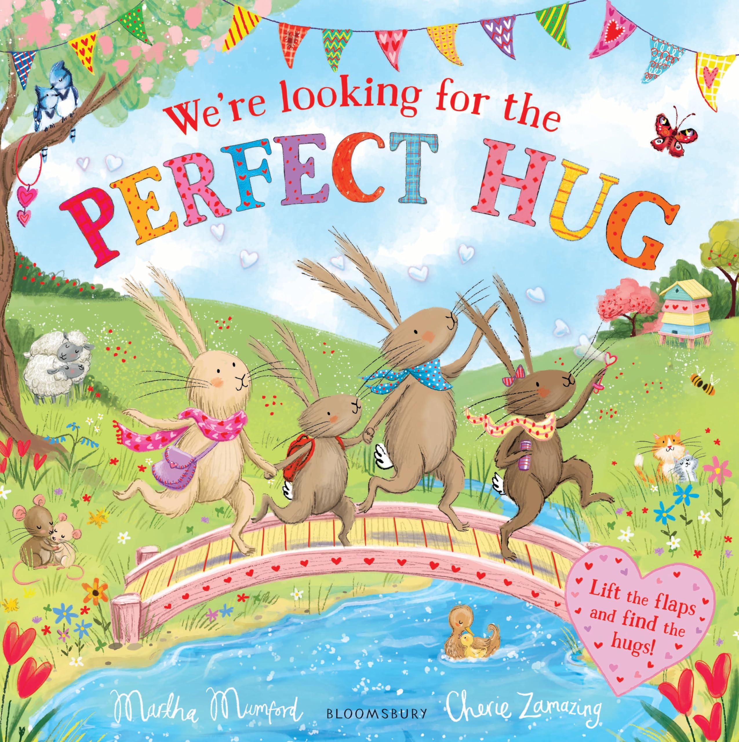Front cover of the book 'We're looking for the perfect hug' by Martha Mumford.
