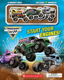 Front cover of the book 'Monster Jam: Start Your Engines! A Magnet Book' by Scholastic.