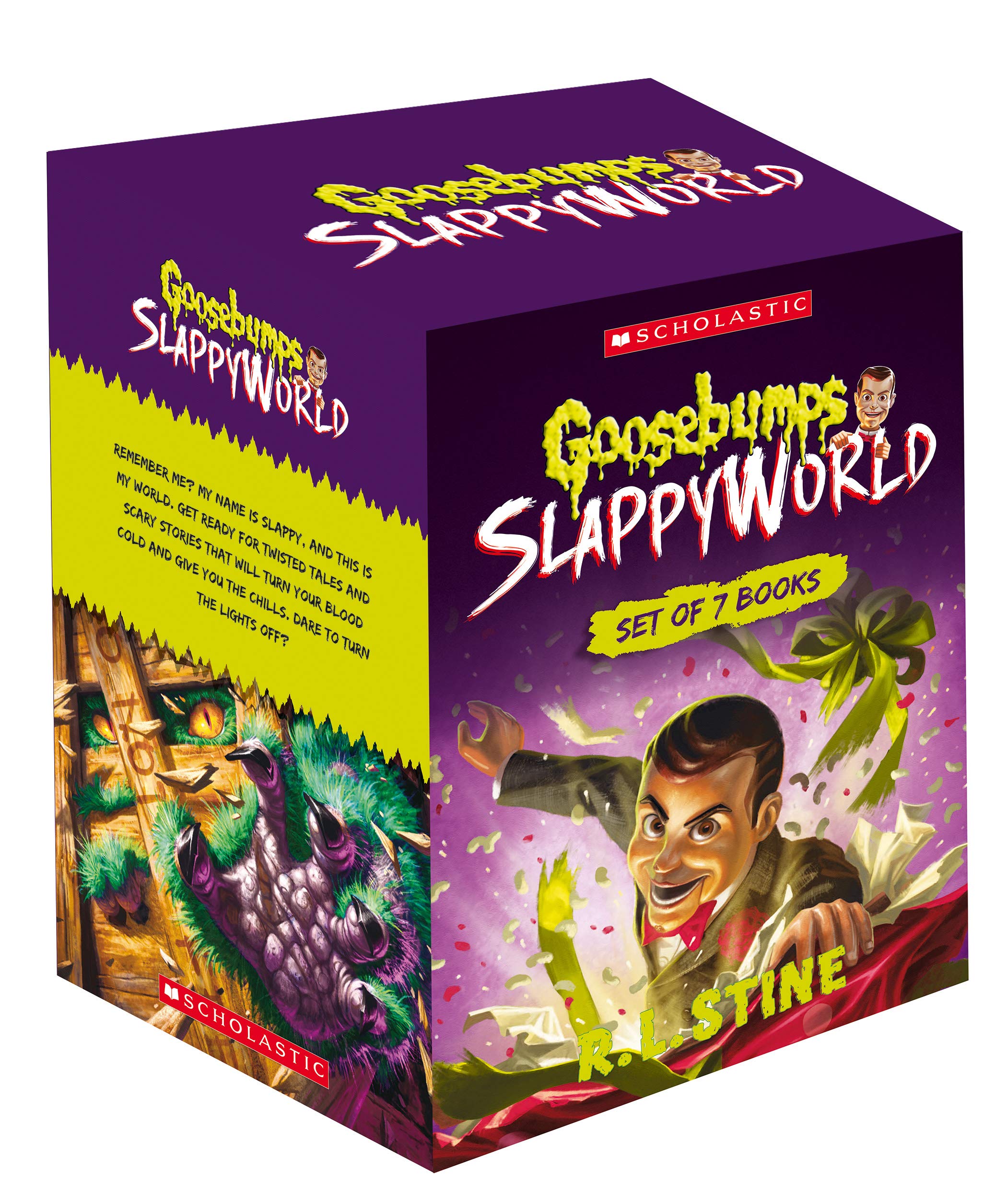 Front cover of the book 'Goosebumps Slappy World Box of 7 Books' by R.l Stine.