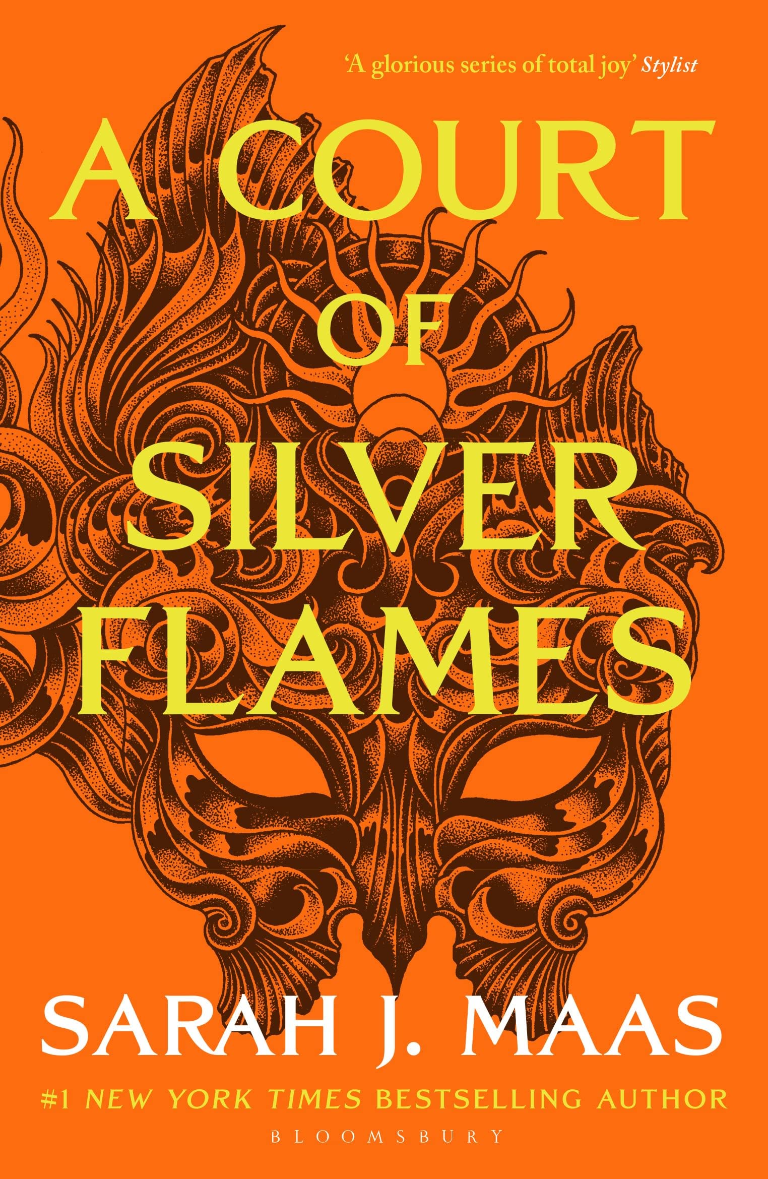 Front cover of the book 'A Court of Silver Flames' by Sarah J. Maas.