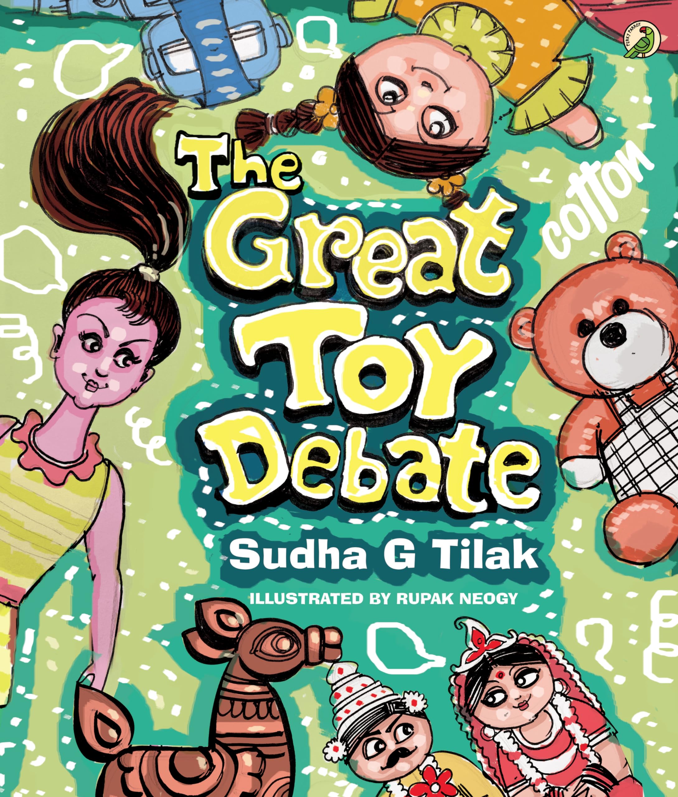 Front cover of the book 'Niyogi Books The Great Toy Debate' by Sudha G Tilak / Rupak Neogy.