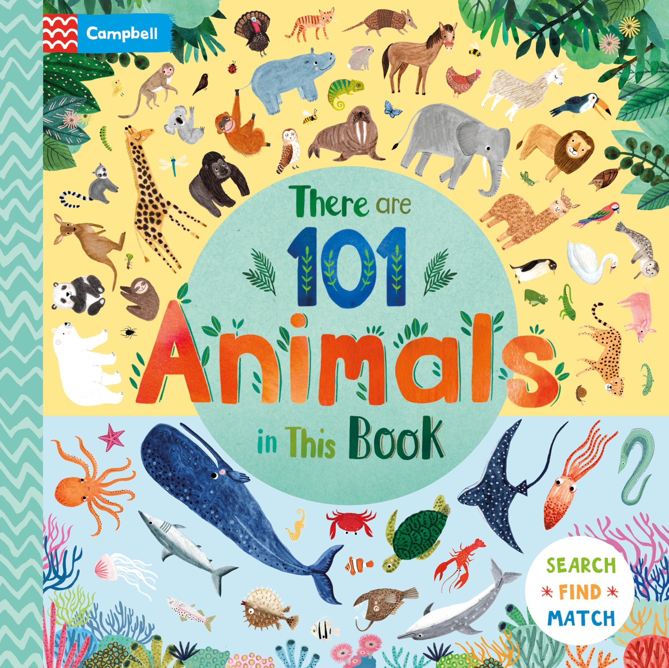 Front cover of the book 'There Are 101 Animals in This Book' by Rebecca Jones.