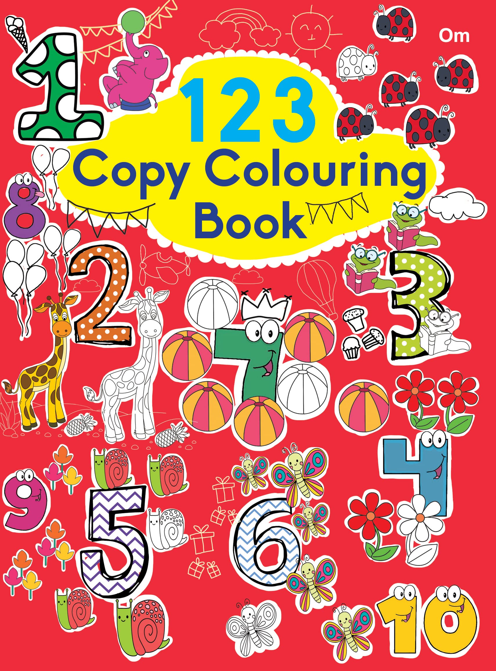 Front cover of the book 'Copy Colouring Book 123' by Om Books.
