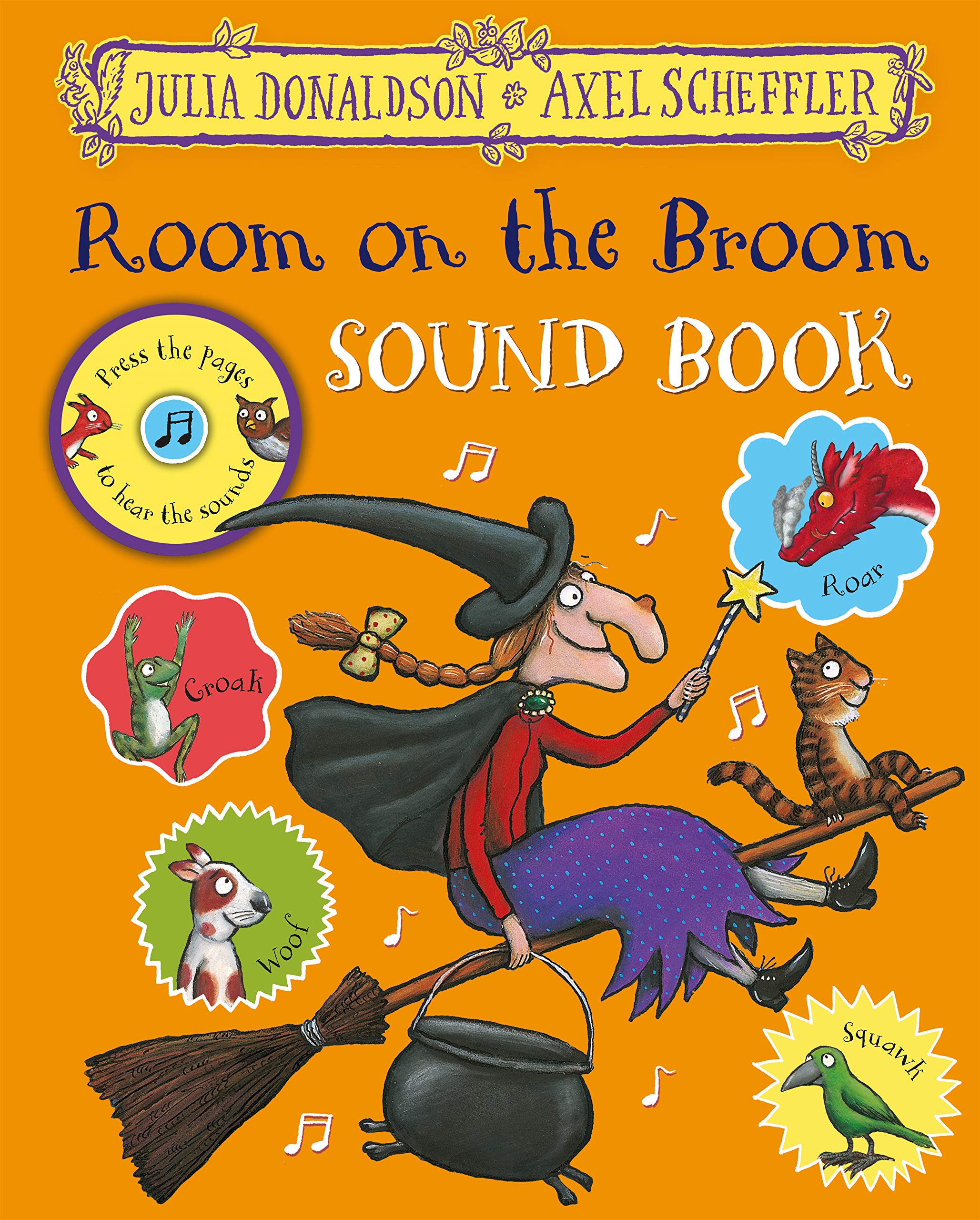 Front cover of the book 'Room on the Broom Sound Book' by Julia Donaldson.
