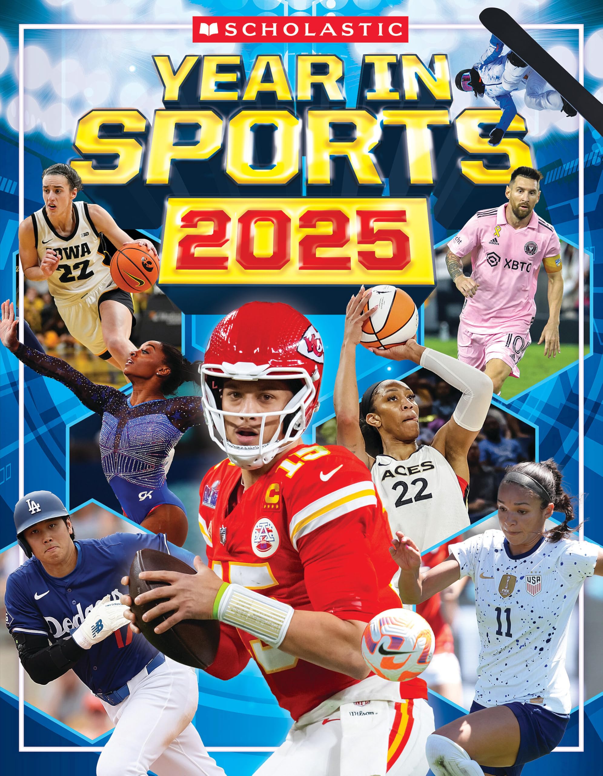 Front cover of the book 'Scholastic Year in Sports 2025' by James Buckley.