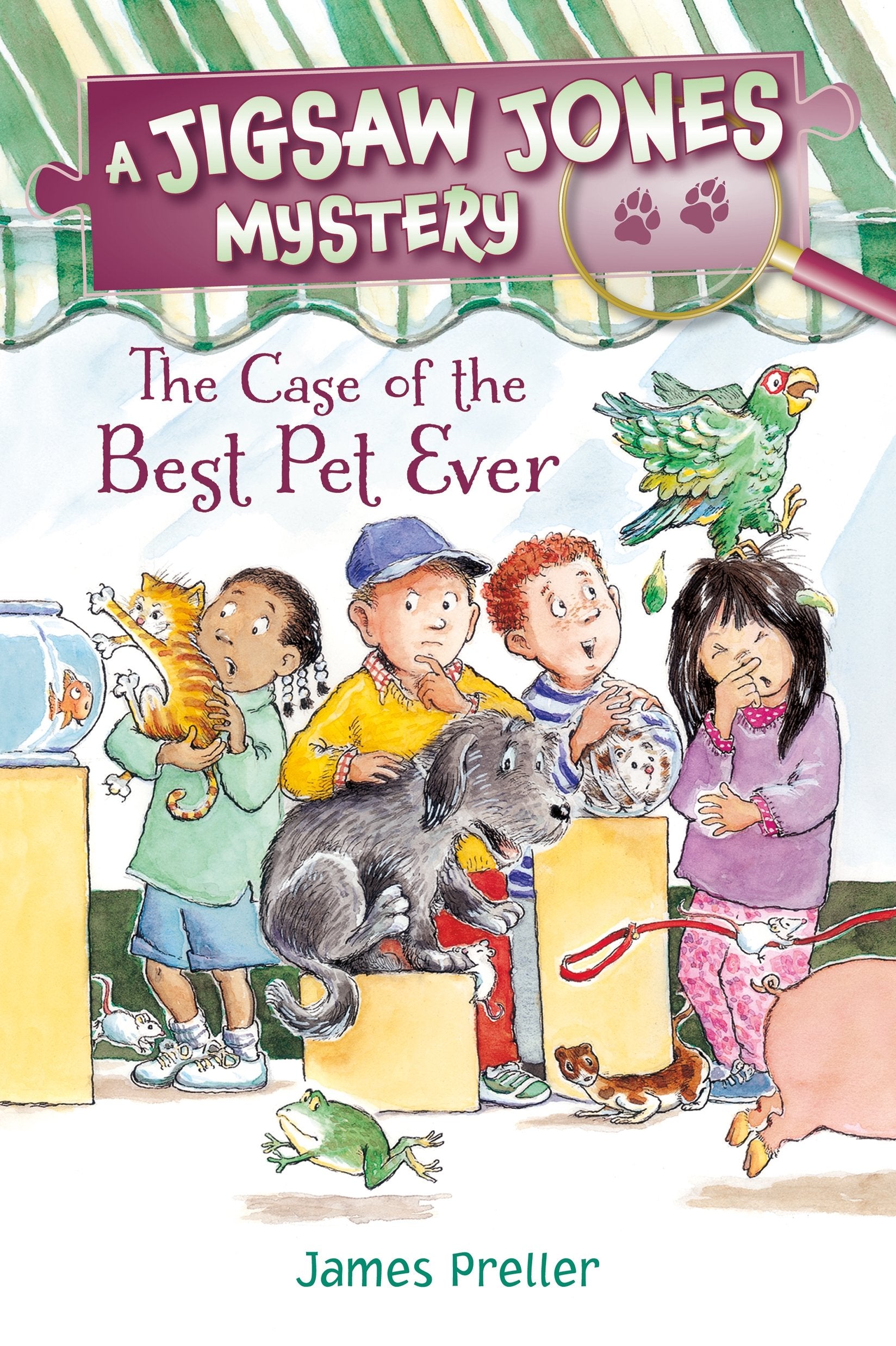 Front cover of the book 'Jigsaw Jones: The Case of the Best Pet Ever (Jigsaw Jones Mysteries)' by James Preller.