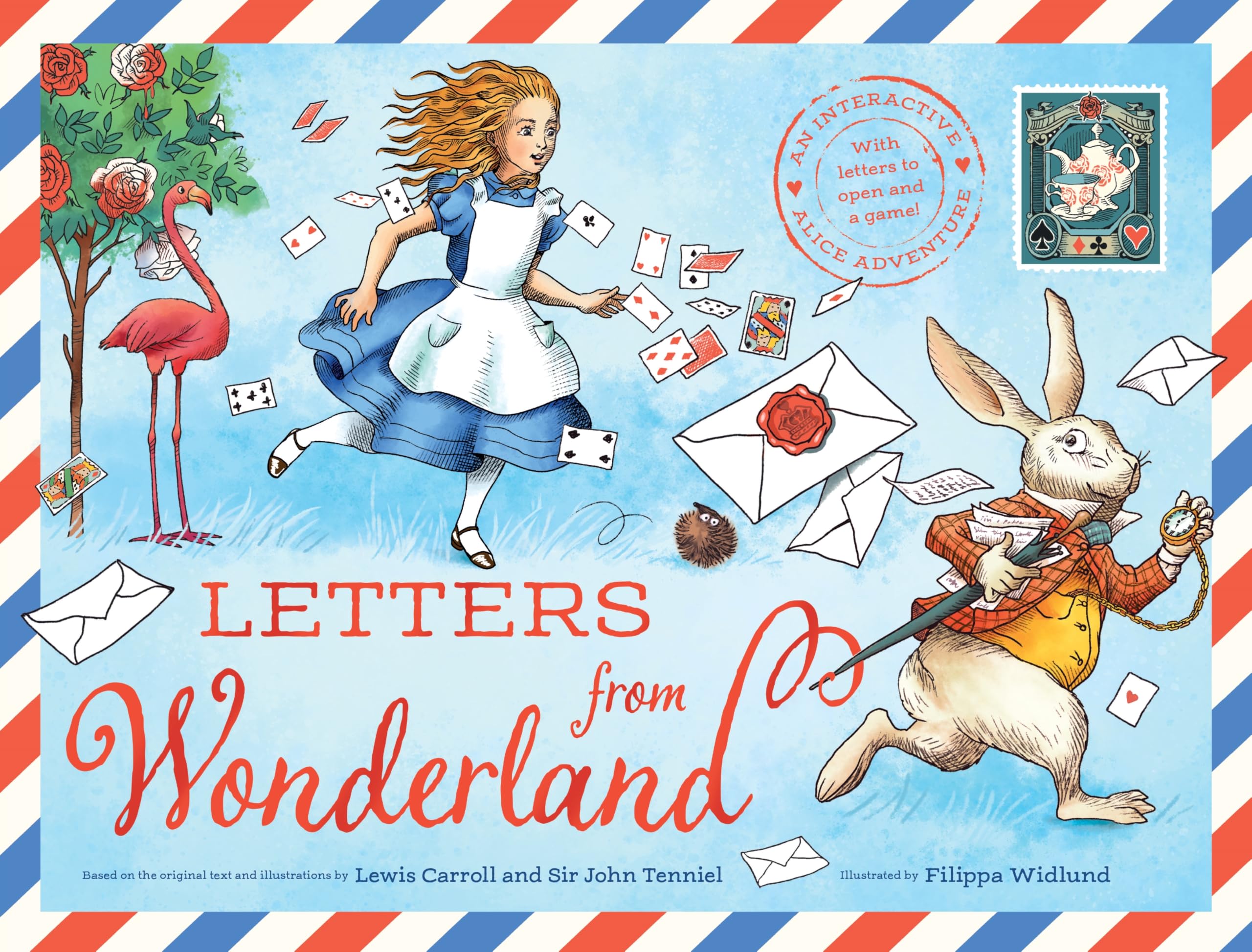 Front cover of the book 'Letters from Wonderland: An interactive Alice adventure with letters to open and a game!' by Lewis Carroll, Filippa Widlund.