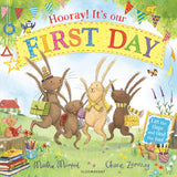 Front cover of the book 'Hooray! it's our first day!' by Martha Mumford.