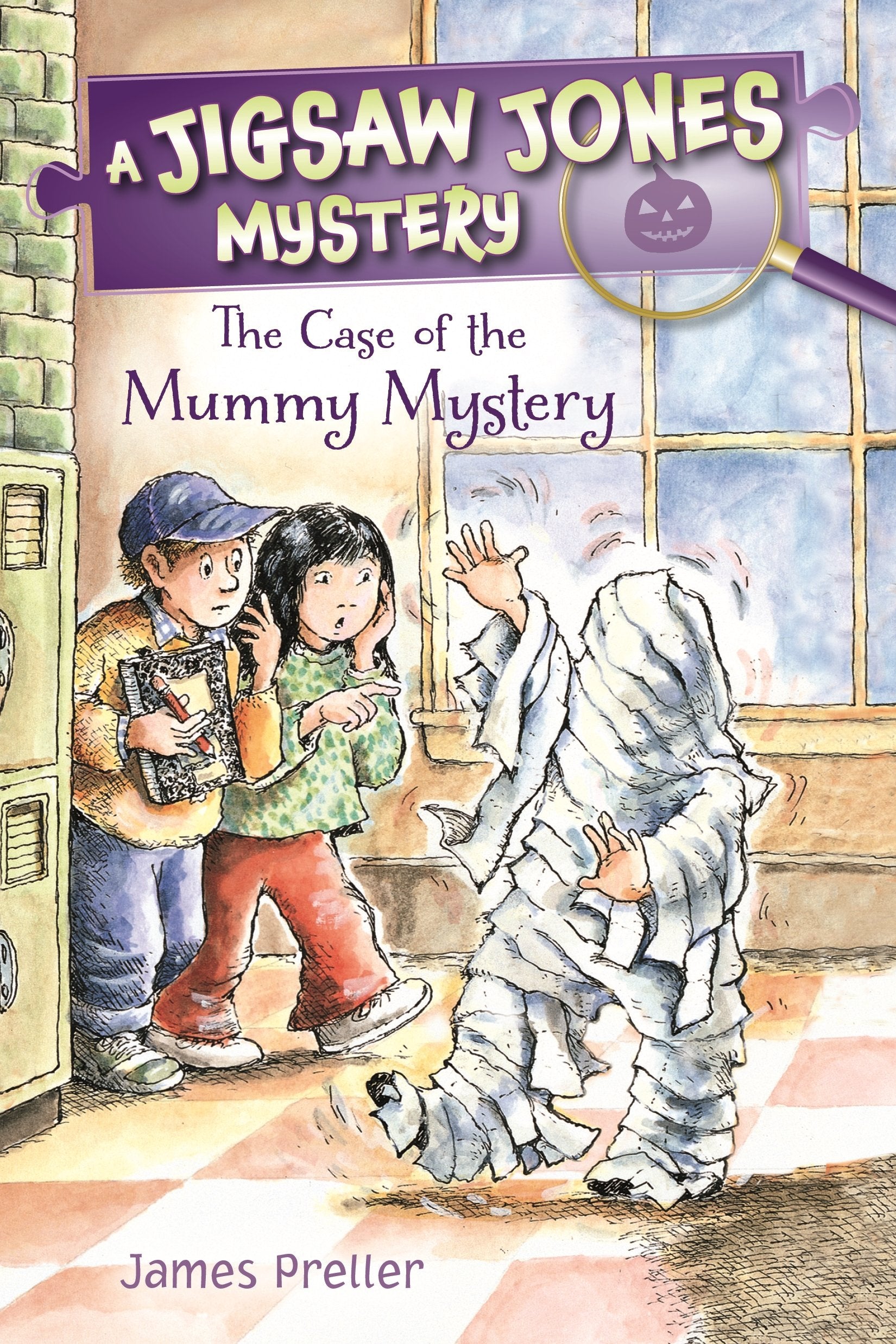 Front cover of the book 'Jigsaw Jones: The Case of the Mummy Mystery (Jigsaw Jones Mysteries)' by James Preller.