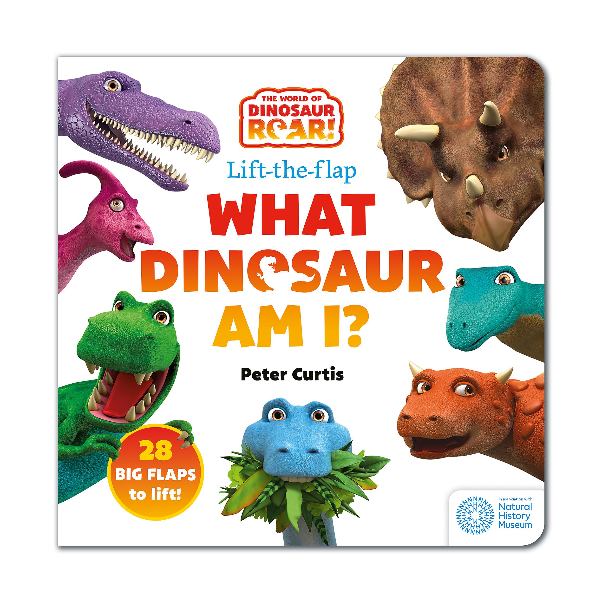 Front cover of the book 'Orchard Books The World of Dinosaur Roar! What Dinosaur Am I? A Lift-the-Flap Book.' by Peter Curtis.