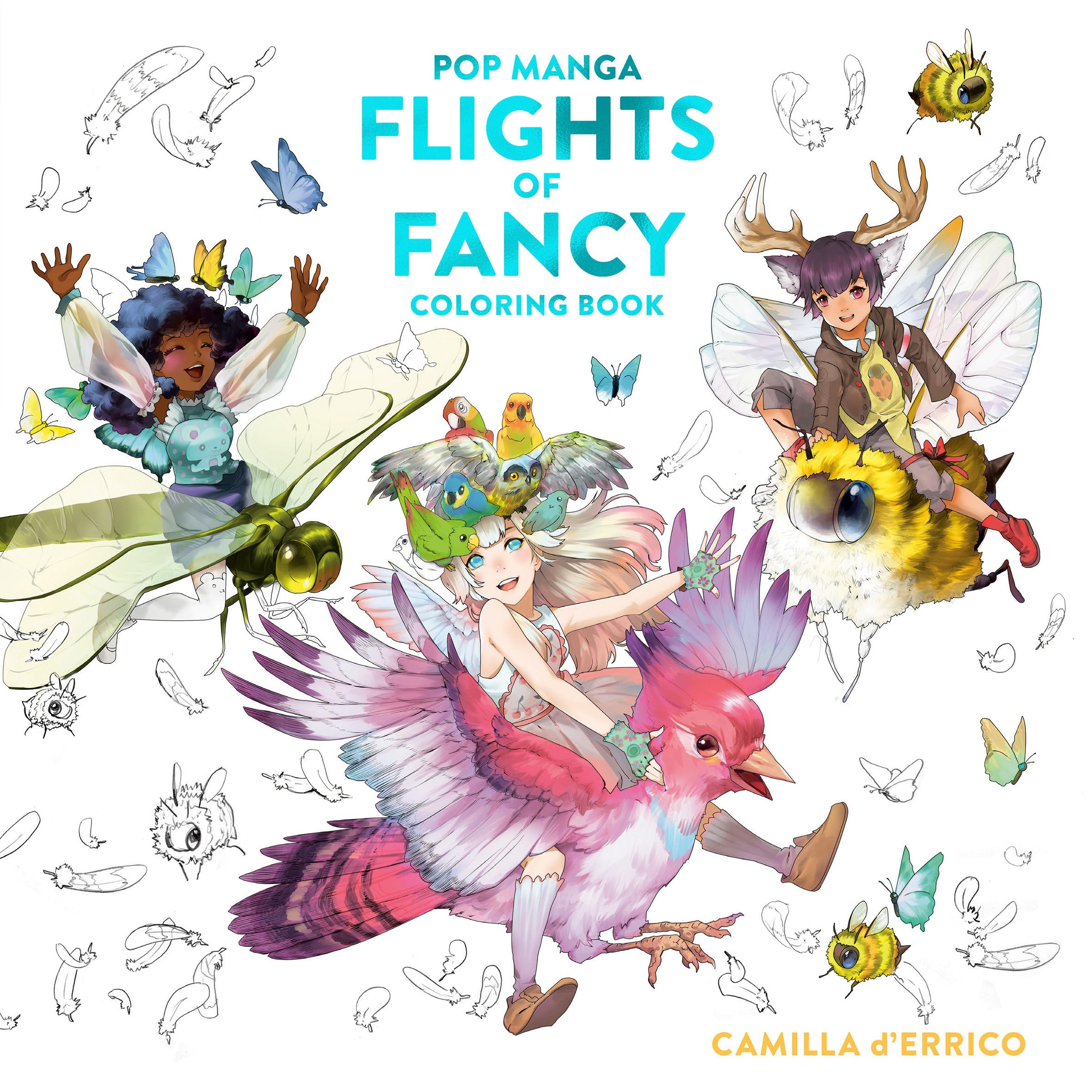 Front cover of the book 'Pop Manga Flights of Fancy Coloring Book' by Derrico, Camilla.