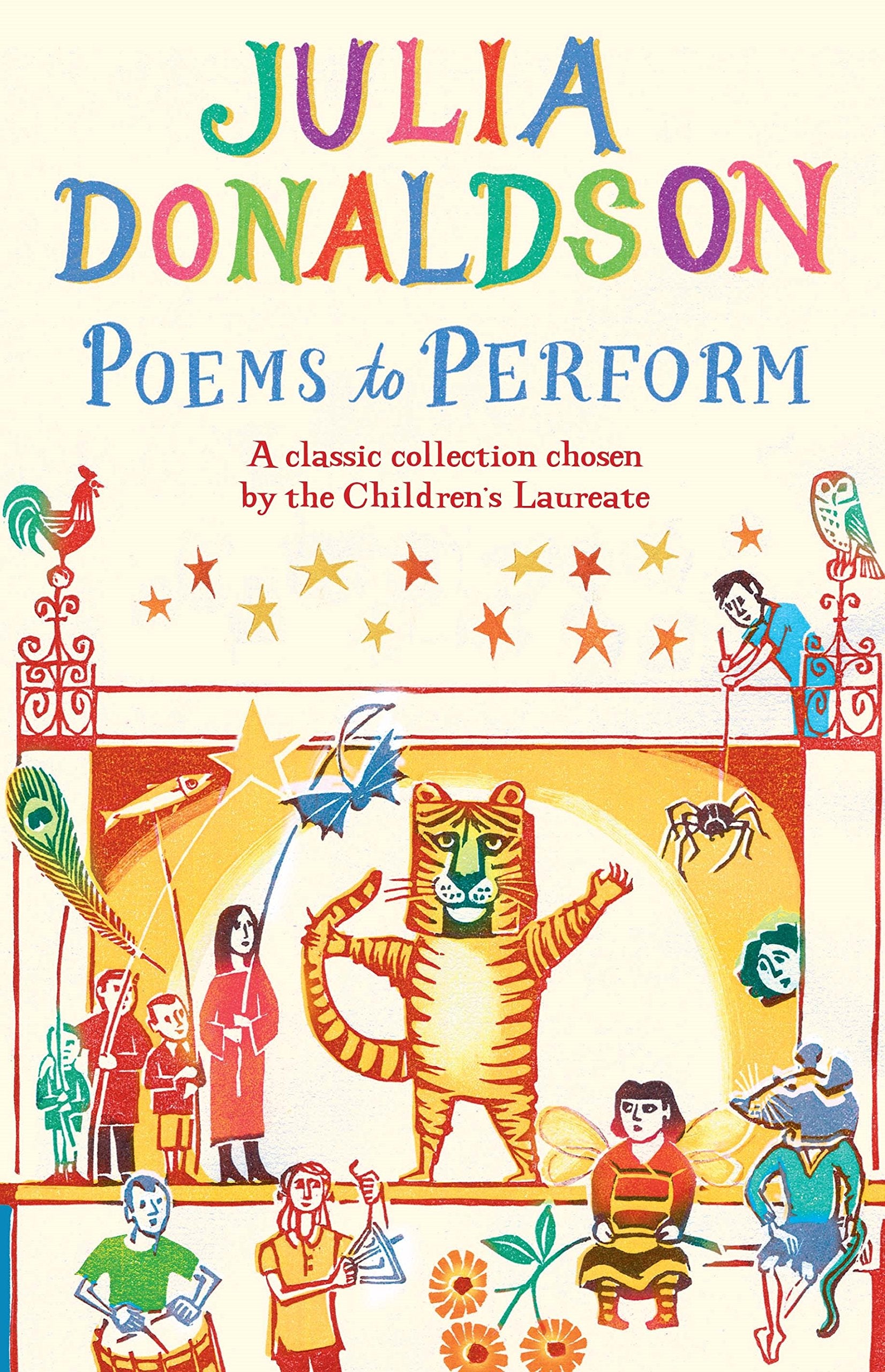 Front cover of the book 'Poems To Perform' by Julia Donaldson and Joel Stewart.