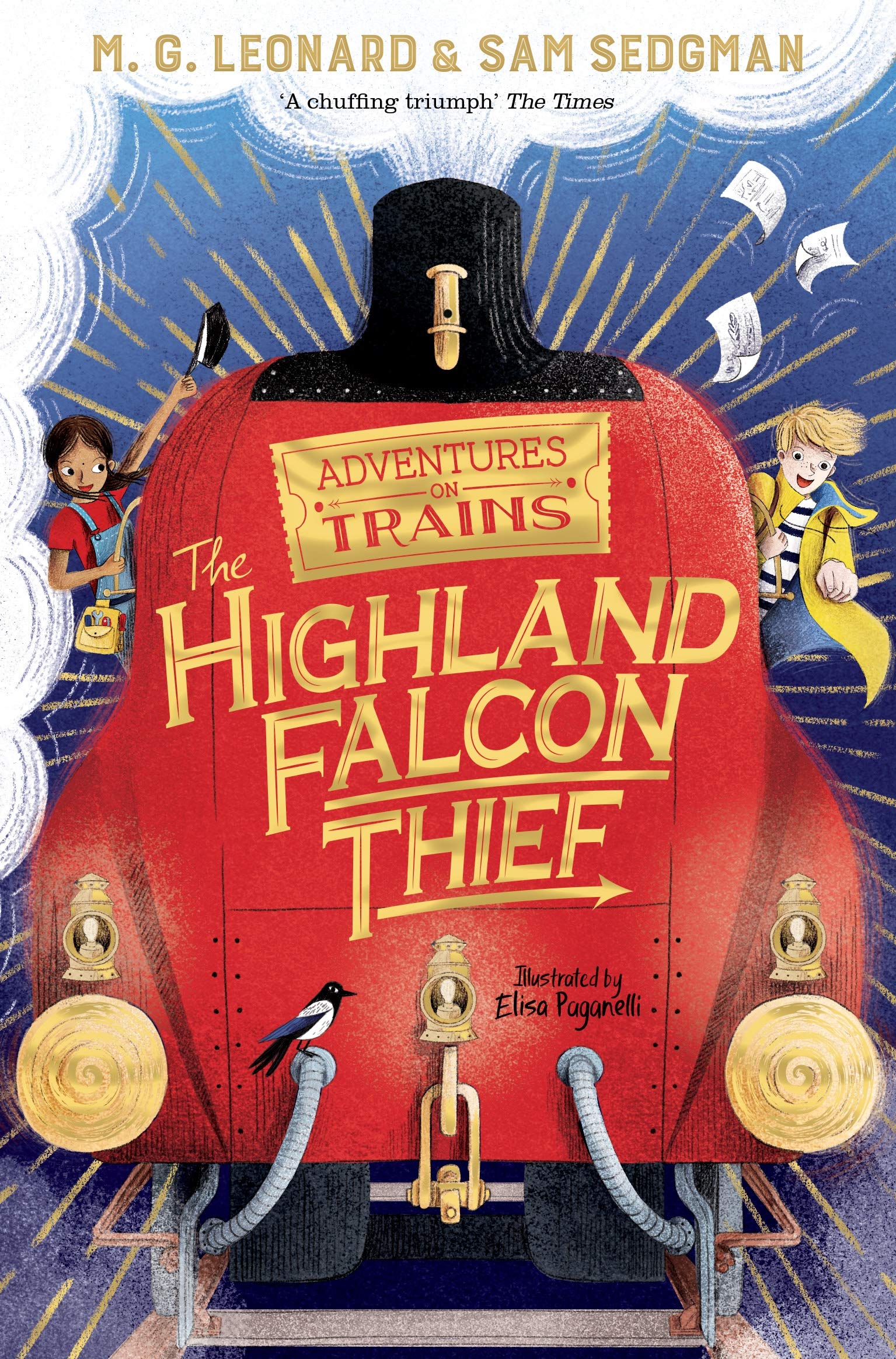 Front cover of the book 'Highland Falcon Thief' by MG Leonard; Sam Sedgman.