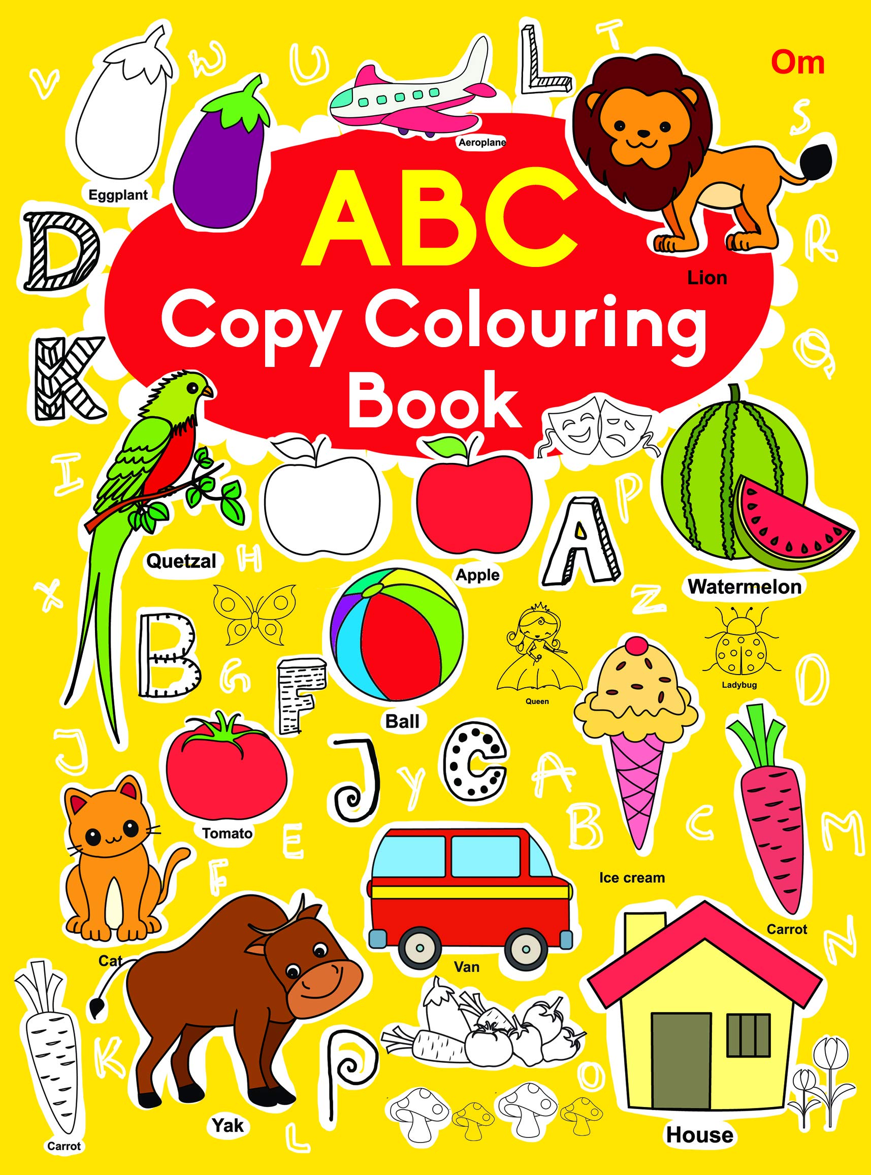 Front cover of the book 'Copy Colouring Book ABC' by Om Books.