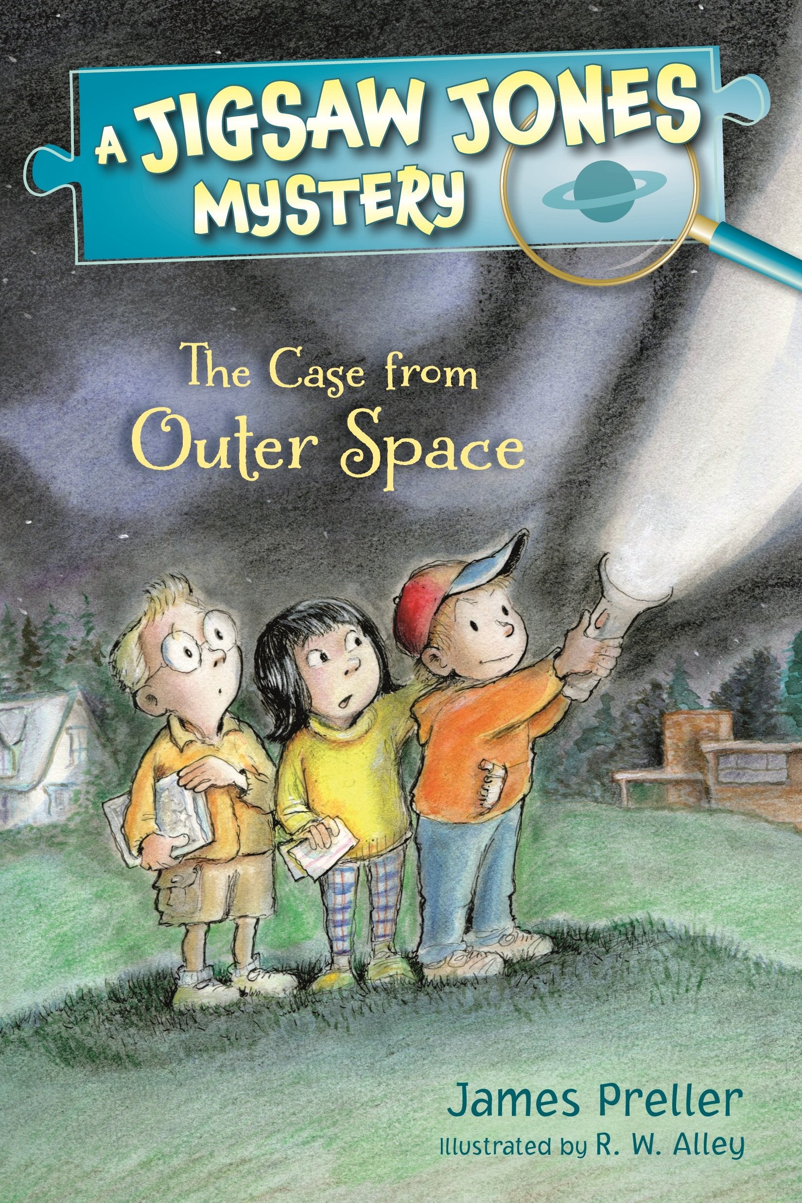 Front cover of the book 'Jigsaw Jones: The Case from Outer Space (Jigsaw Jones Mysteries)' by James Preller.