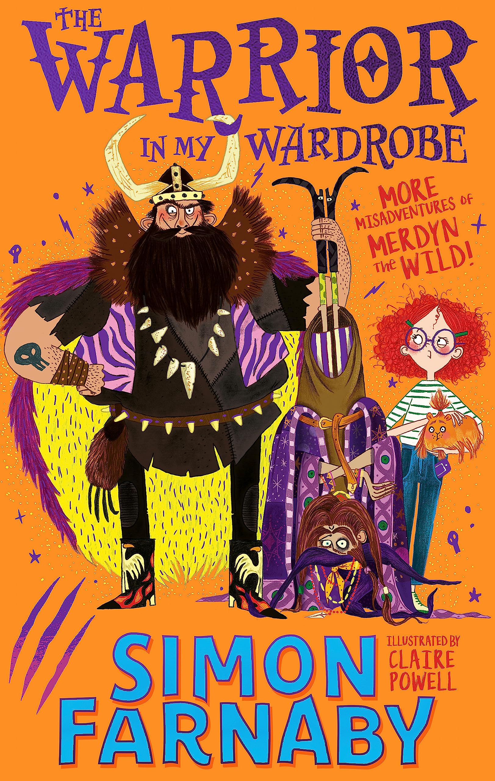Front cover of the book 'The Warrior in My Wardrobe: More Misadventures with Merdyn the Wild! (The Misadventures of Merdyn the Wild)' by Farnaby, Simon.