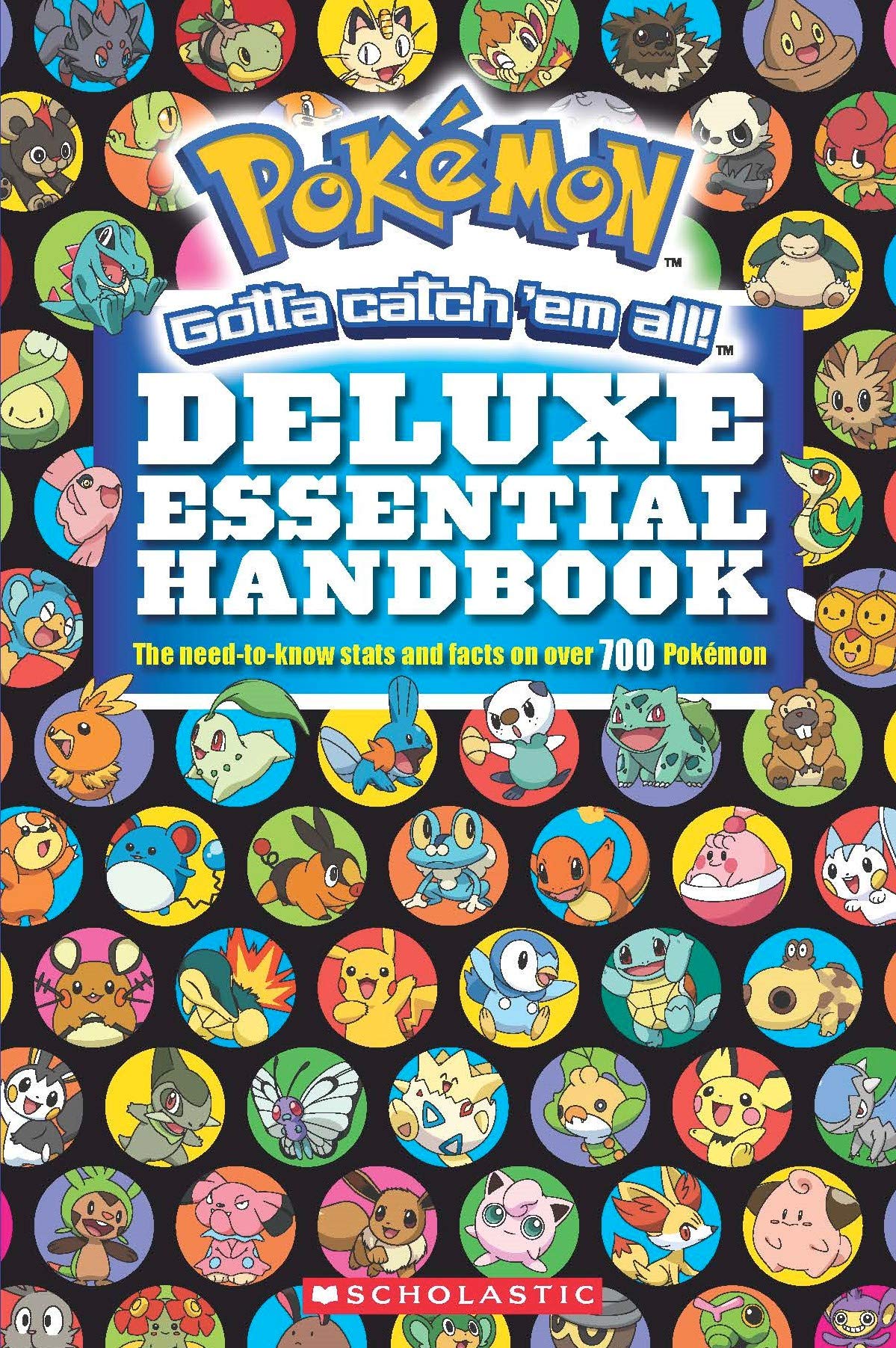 Front cover of the book 'Pokémon: Deluxe Essential Handbook' by Scholastic.
