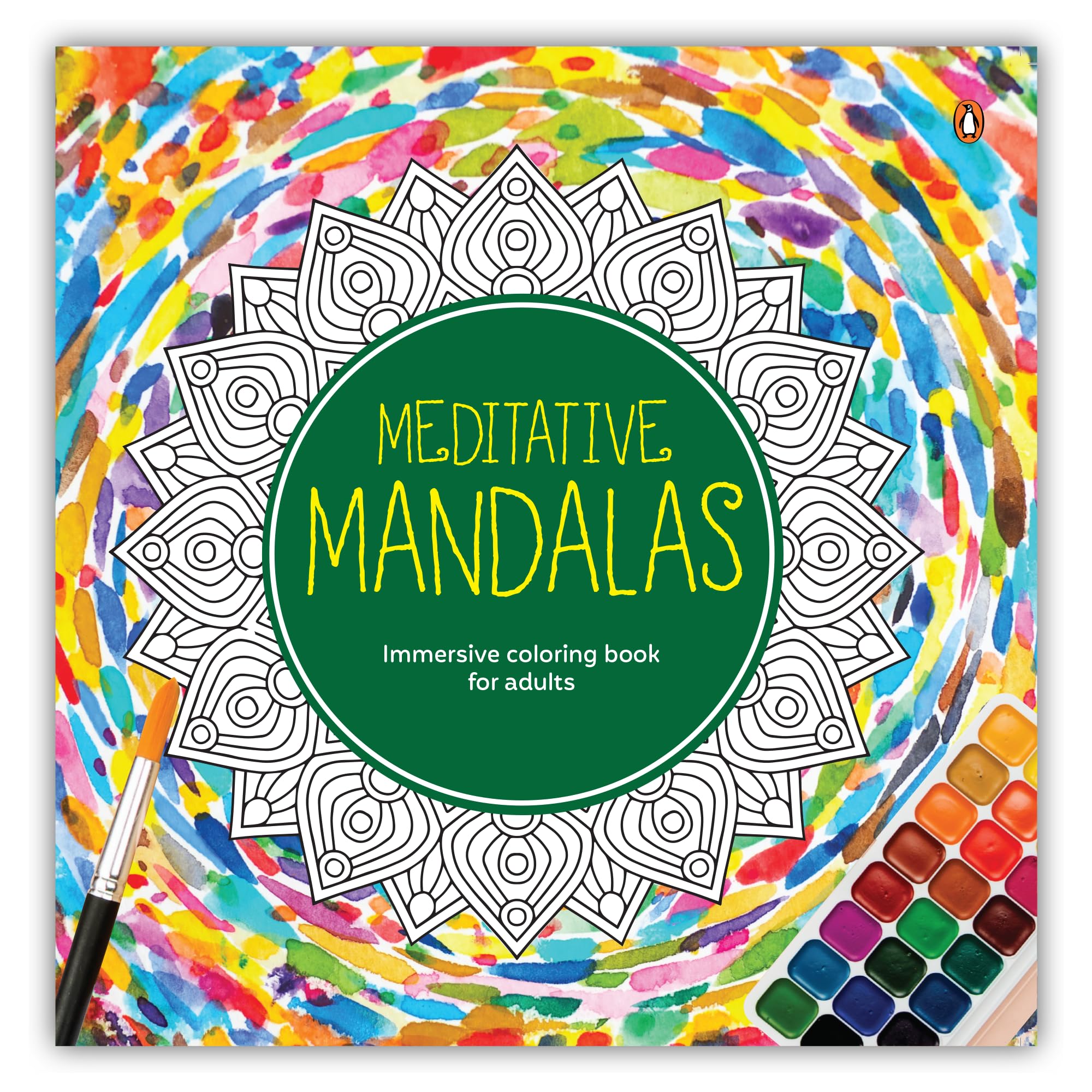 Front cover of the book 'Meditative Mandalas: Adult Coloring Book | Fun and Relaxing Mandala Designs for all Age Groups' by Penguin.