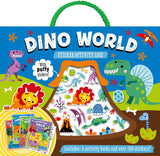 Front cover of the book 'Dino World Sticker Activity Case (Box Sets)' by Make Believe Ideas.