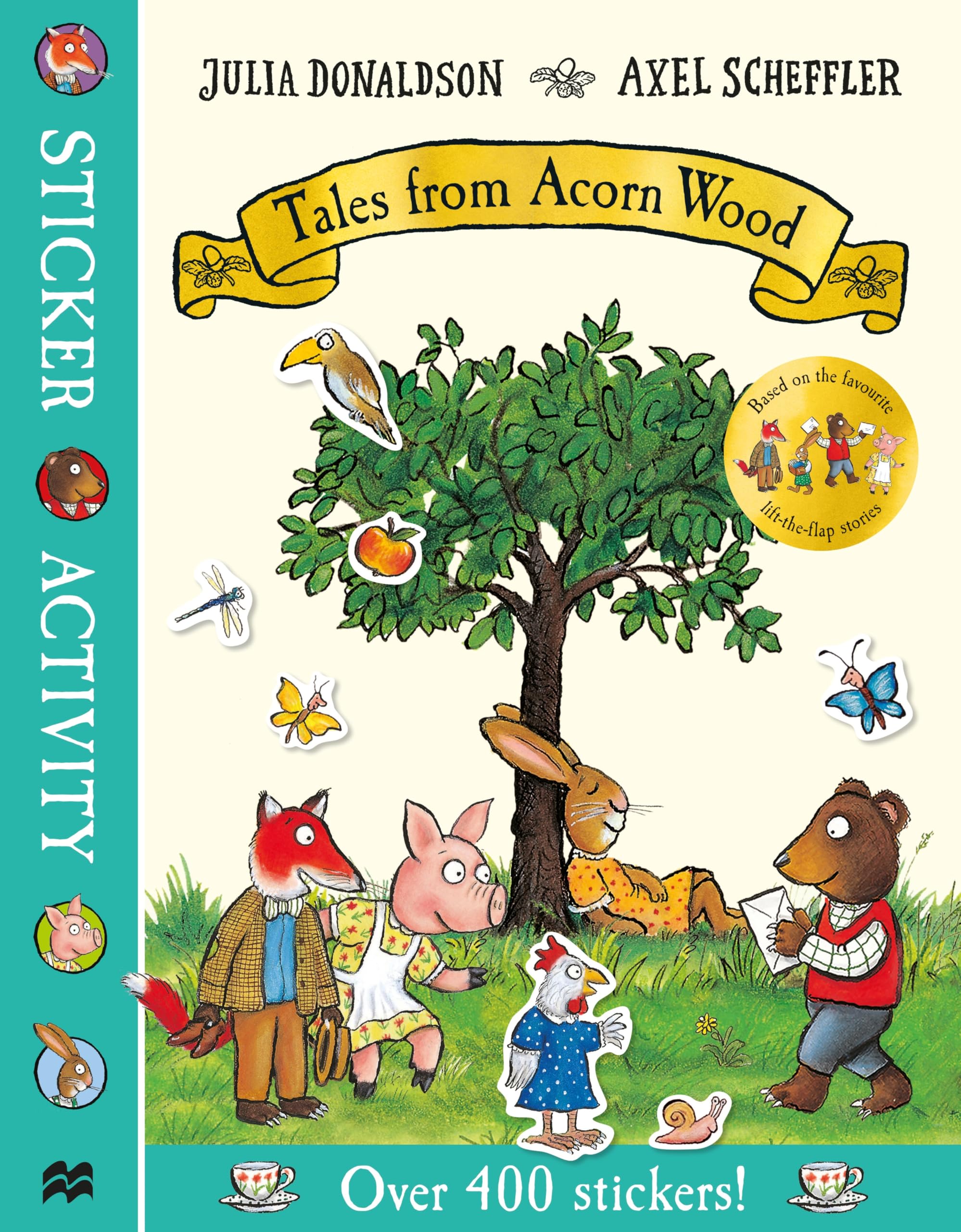 Front cover of the book 'Tales From Acorn Wood Sticker Book' by Julia Donaldson.