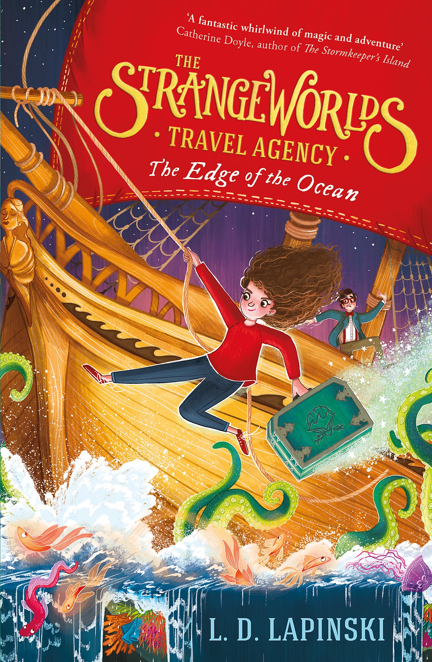 Front cover of the book 'The Strangeworlds Travel Agency: The Edge of the Ocean: Book 2' by L.D. Lapinski.