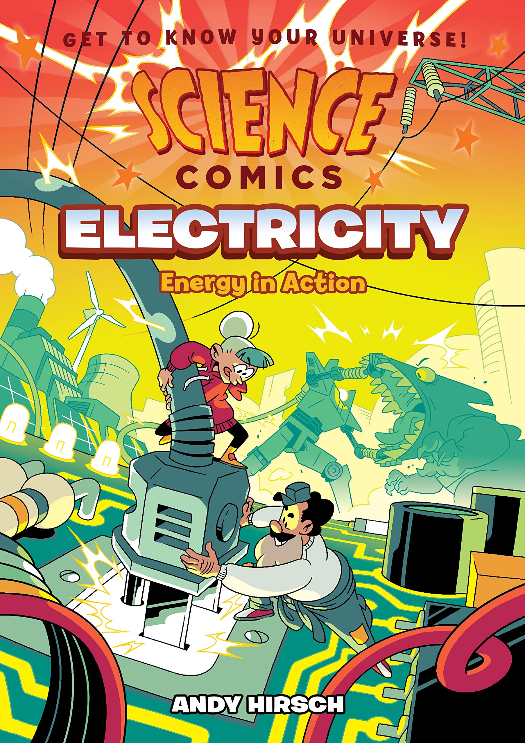 Front cover of the book 'Science Comics: Electricity: Energy in Action' by Andy Hirsch.