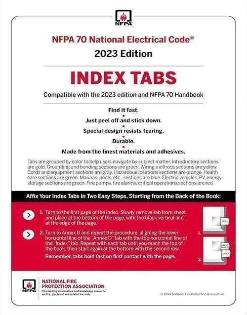 NFPA 70 National Electrical Code (NEC) Index Tabs 2023 Edition: ISBN 9781455929160 | 9781455929160 | Paperback