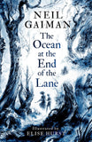 Front cover of the book 'The Ocean at the End of the Lane: Illustrated Edition' by Neil Gaiman.