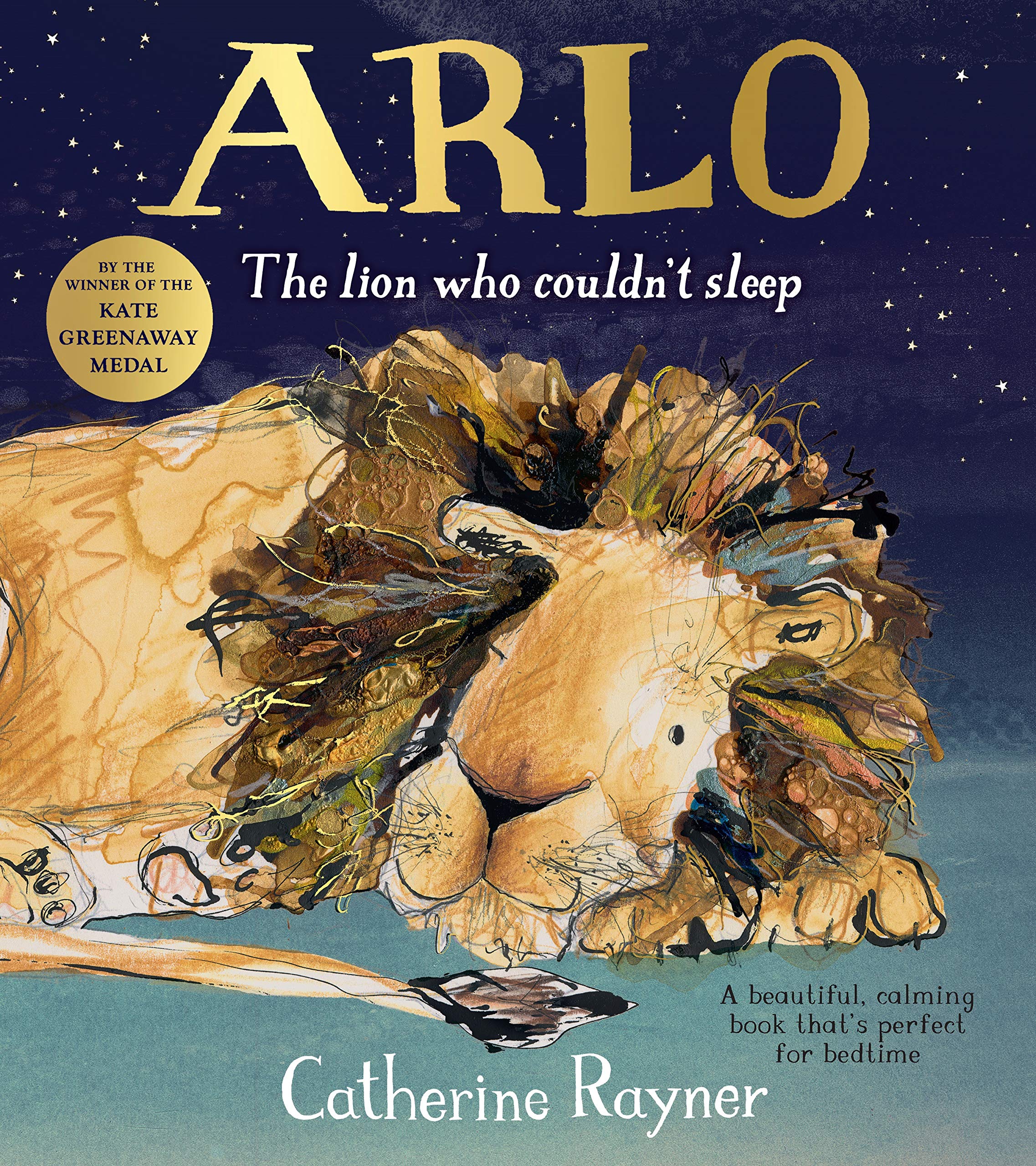Front cover of the book 'Arlo the lion who couldn't sleep' by Catherine Rayner.