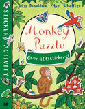 Front cover of the book 'Monkey Puzzle Sticker Book' by Julia Donaldson.