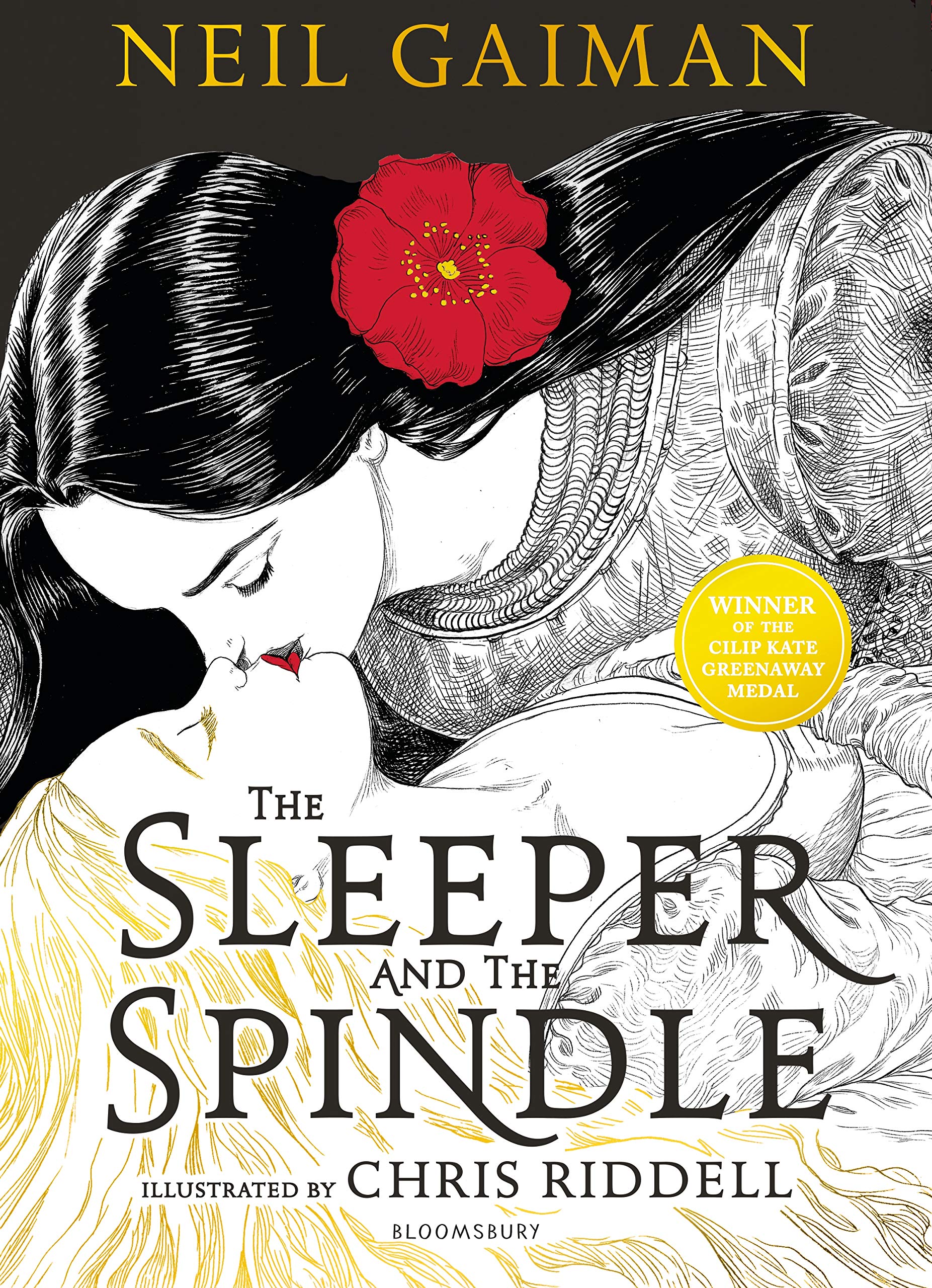 Front cover of the book 'The Sleeper and the Spindle' by Neil Gaiman.