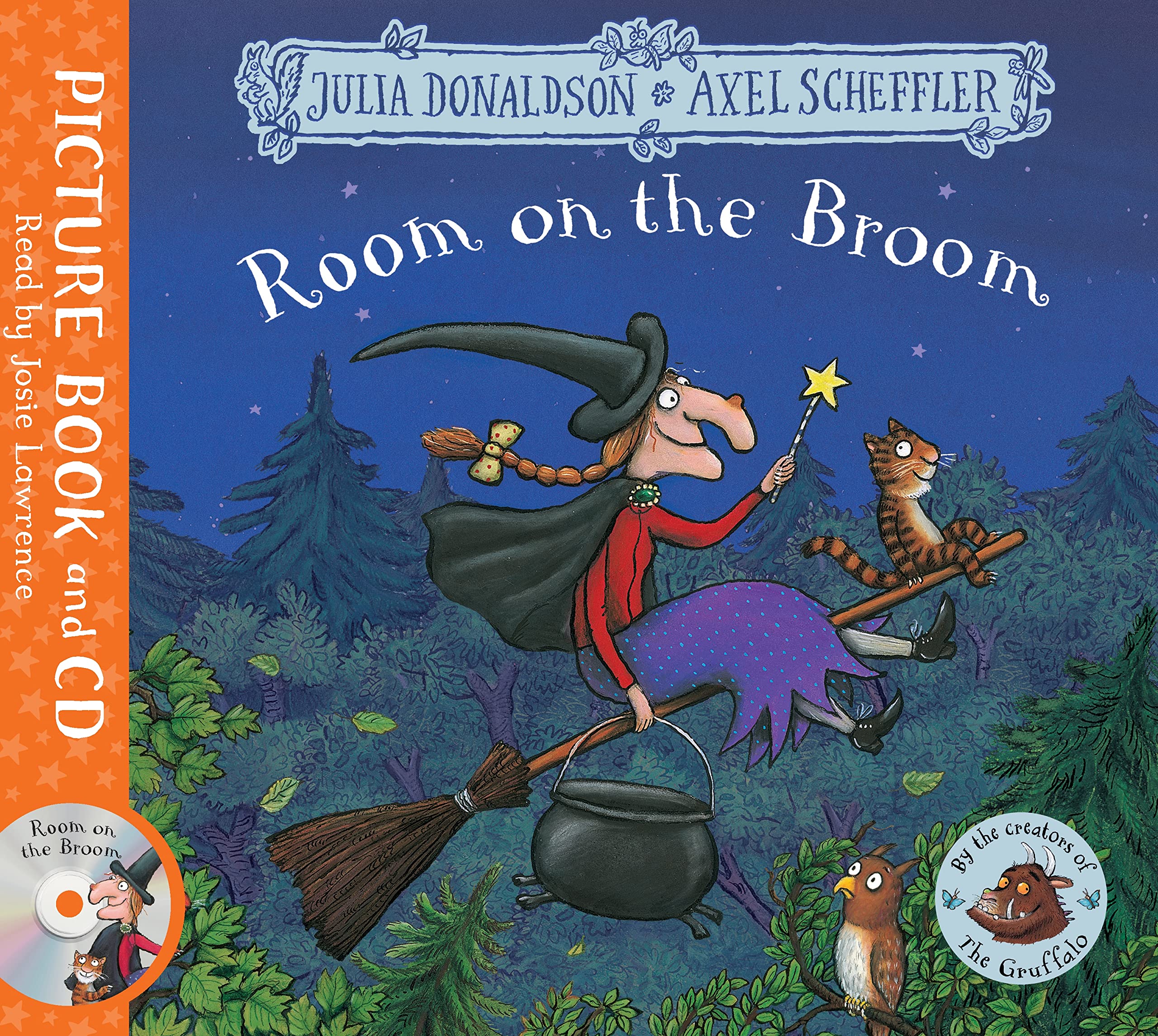 Front cover of the book 'Room On The Broom Book & CD' by Julia Donaldson.