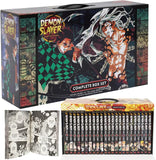 Demon Slayer complete box set packaging with character illustrations and manga pages.