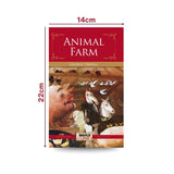 Book cover of 'Animal Farm' by George Orwell with dimensions indicated.
