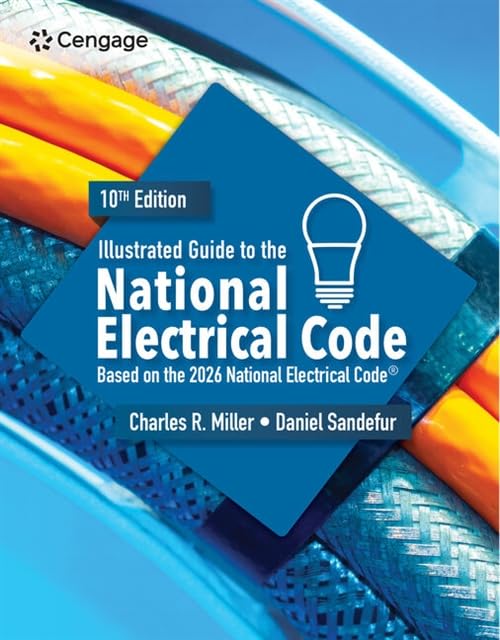 Book cover of 'Illustrated Guide to the National Electrical Code' by Cengage with blue and orange design elements.