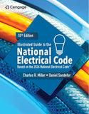 Book cover of 'Illustrated Guide to the National Electrical Code' by Cengage with blue and orange design elements.