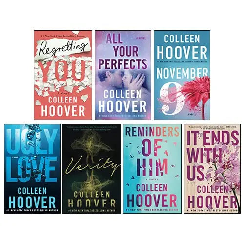 Front cover display of Colleen Hoover 7 Books Collection Set featuring Verity and It Ends With Us at Nybookshub