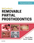 Front cover of the textbook 'McCracken's Removable Partial Prosthodontics' 13th Edition by Alan B. Carr and David T. Brown published by Elsevier, featuring clinical photos of partial dentures.