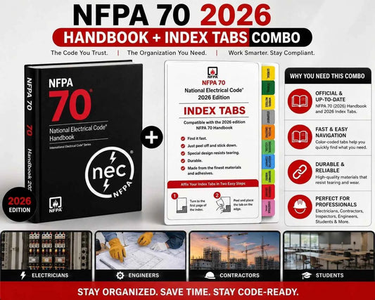 NFPA 70 National Electrical Code 2026 Handbook + Official Index Tabs 2026 Combo Set – Hardcover Edition