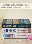 Colleen Hoover Mystery & Forbidden Love Bundle – Never Never + Hopeless + Confess | 3-Book Series Set