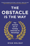 Book cover of 'The Obstacle is the Way' by Ryan Holiday with a blue background and gold laurel wreath.